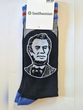 Smithsonian Abraham Lincoln Presidential Novelty Crew Socks NWT,OS